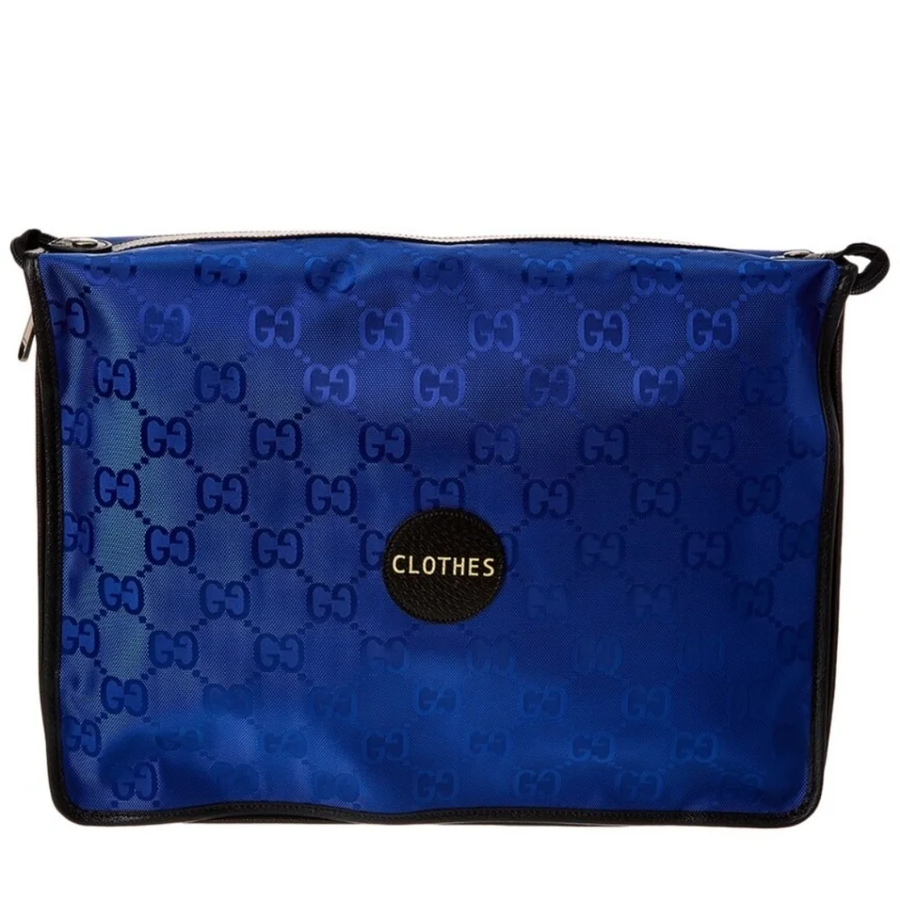 Authentic Gucci Royal Blue Travel Bag with GG Monogram Design